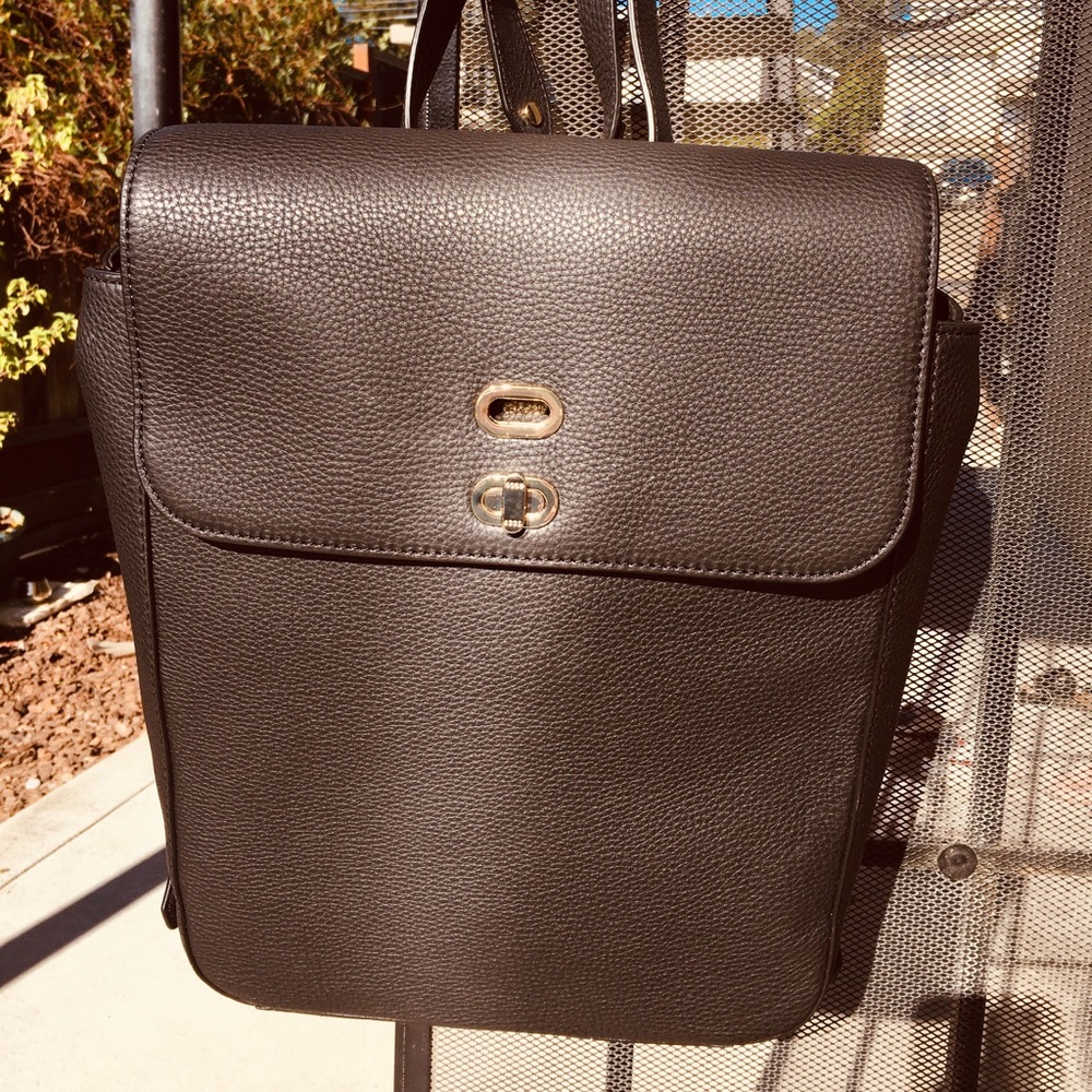 Black leather backpack
